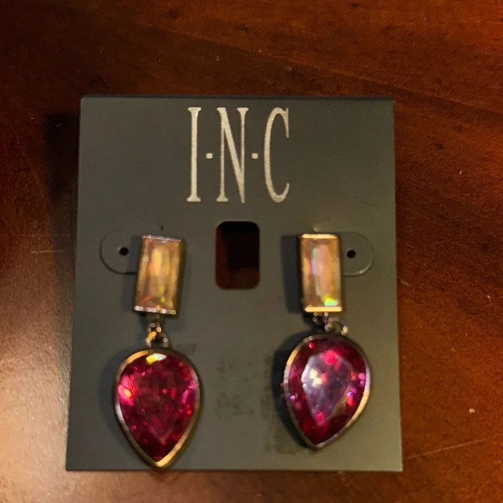 INC International Concepts Pink and Silver Faceted Earrings